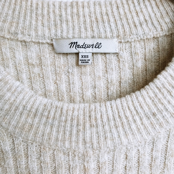 Madewell Ruffle Cuff Oatmeal Ribbed Sweater - Picture 5 of 12